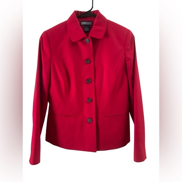 Lands end vintage red wool collared blazer suit jacket - Picture 1 of 5